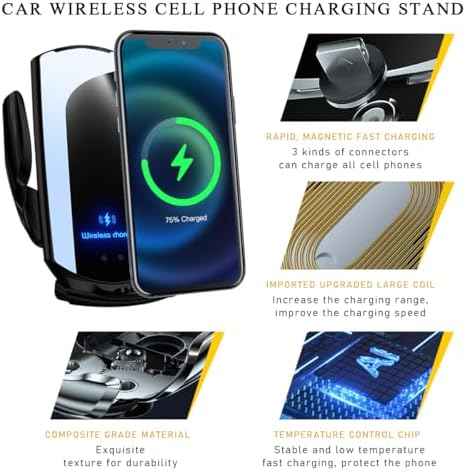 15 W Fast Charging Wireless Car Charger Mount – Universal Air Vent Phone Holder with Smart Sensor Technology for Quick Power-Ups, Sleek Silver Design, Enhanced Compatibility for Most Smartphones – Ideal Automotive Accessory for Safe, Hands-Free Navigation