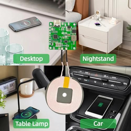20 W Max QI Wireless Charger PCBA Module Coil – DIY Fast Charging Circuit Board with Type-C Port, Advanced Overheating Protection for Custom Car and Furniture Modifications – Ultimate Compatibility and Speed Enhancement