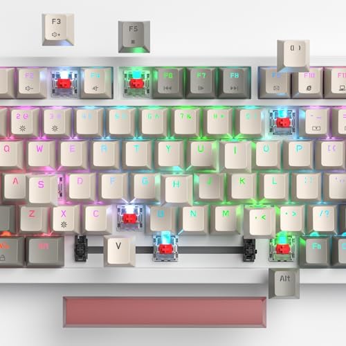 Transform Your Gaming Setup with the 75% Monster B Wired Mechanical Keyboard – 82 Keys, Gasket Mount Design, Hot-Swappable White Switches, RGB Lighting, Programmable Features for Mac/Windows – Unmatched Speed and Comfort for Gamers and Professionals