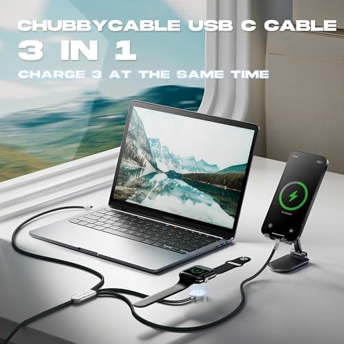 Elevate Your Charging Experience with Chubbycable’s Innovative 3-in-1 USB-C Fast Charge Cable & Magnetic Wireless Charger – 100 W Power Delivery for i Phone 16 Series & Apple Watch – Durable 4.10 FT Silicone Cord in Vibrant Green for Enhanced Compatibility and Portability