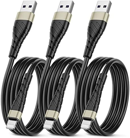MFi Certified 6 Ft Lightning Charging Cable for i Phone – 3 Pack Fast Charging USB Cord, Durable Design for Enhanced Compatibility with i Phone 12/11/XS/Max/XR/X/8/8 P/7 P/6 & i Pad – Seamless Power-Up Experience