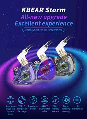YINYOO KBEAR KS1 Wired In-Ear Monitors – Premium High-Resolution Noise-Canceling Earbuds for Musicians and Audiophiles – Unmatched Bass Performance and Crystal Clear Audio – Ergonomically Designed for Comfort and Wide Device Compatibility – Ideal for Live Performances and Everyday Listening