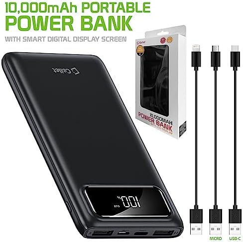 Ultra-Fast 10000 m Ah Portable Power Bank with Dual USB Ports – Universal Charger for Quick Device Replenishment – Lightweight & Compact Power Solution with Included USB Cables (Black) – Optimal Compatibility for On-the-Go Charging