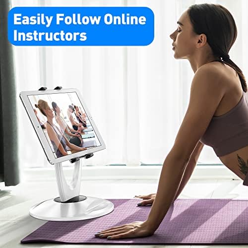 Revolutionary 360° Swivel Tablet Stand Holder for 6-13 Inch Devices – Adjustable Height for Enhanced Comfort and Stability – Modern Black Design for Home Office, Retail Kiosks, and Reception Areas – Perfect Gift for Tech Enthusiasts – Optimized Viewing Experience for Video Conferencing and Streaming