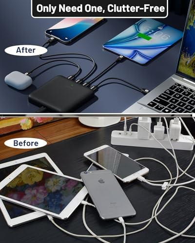 67 W 4-Port Ga N USB-C Power Hub – Ultra-Fast Charging Station for Mac Book Pro/Air, i Phone 16/15, i Pad, Samsung Galaxy S25/S24 Ultra, and Steam Deck – Streamlined Multi-Device Charging for Home and Travel Efficiency