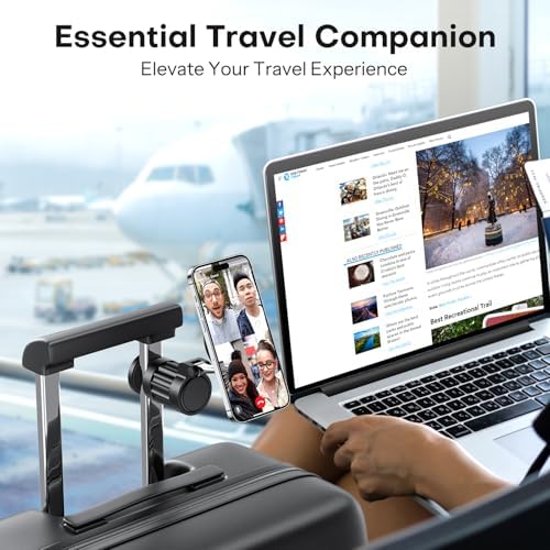 OMOTON 360°Rotating Magnetic Airplane Phone Holder Mount, for Magsafe Airplane Travel Essentials Accessories, Adjustable Foldable Universal Handsfree Phone Stand for iPhone 16 15 14 Pro Max – Enhanced Compatibility and Speed