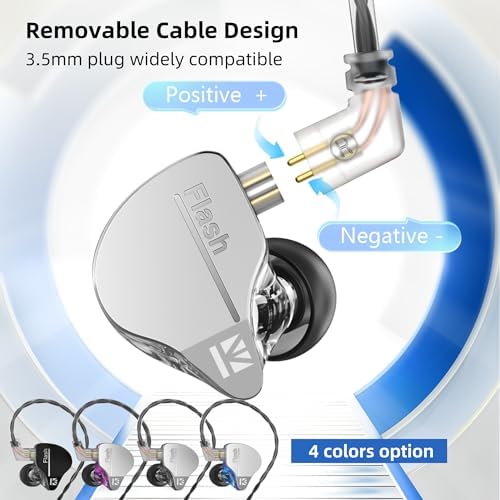 KZ ZSN Pro Hybrid In-Ear Headphones – Premium 1 BA & 1 DD Gaming Earbuds with Detachable 3.5 mm Cable for Crystal-Clear Sound and Ergonomic Comfort – Stylish Purple Finish, Enhanced Device Compatibility for Gamers and Audiophiles