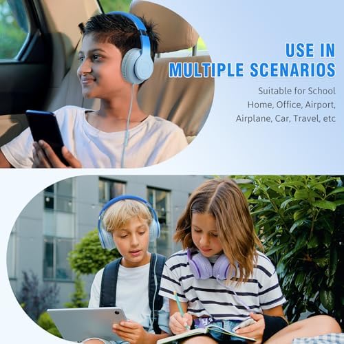 Rockpapa L22 Purple Over-Ear Headphones for Kids & Women – Lightweight, Foldable, and Durable Wired Design with Built-In Microphone for Clear Hands-Free Communication, Perfect for School, Travel, and Daily Use – High-Quality Stereo Sound and Tangle-Free Cord for Seamless Audio Enjoyment