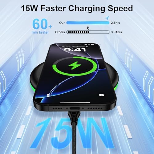 Samsung S25 Edge 15 W Fast Wireless Charging Pad – Ultimate Power Hub for Galaxy S25 Ultra, S25+, Z Fold/Flip 6, i Phone 16 Series & Google Pixel 9 – Sleek Design with 18 W Adapter for Enhanced Compatibility & Safety Features – Tangle-Free Charging Solution