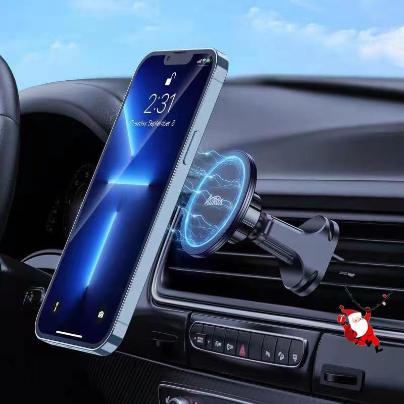 AUROX Mag Safe Car Mount for i Phone 15/14/13/12 Series – Advanced Suction Cup with Enhanced Magnet Strength, 360° Rotational Flexibility & 210° Tilt Functionality, Effortless Setup for Universal Compatibility – Ultimate Driving Safety and Convenience