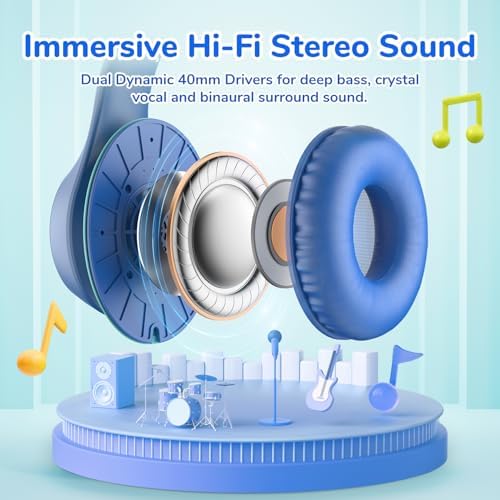 Transform Your Child’s Audio Adventures with Ear Fun K3 Kids Over-Ear Headphones – Engineered for Safe Listening with Volume Limiting, Exceptional HD Stereo Sound, and Travel-Friendly Foldable Design in Vibrant Blue – Ideal for School, Stylish for Every Young Explorer with Enhanced USB-C Compatibility!