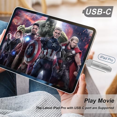 128 GB Versatile Photo Backup Stick – High-Speed USB-C & Lightning Flash Drive for i Phone, i Pad, and Android Storage – Effortless Photo, Video & Contact Transfer – Durable, Portable Memory Solution for All Your Digital Essentials