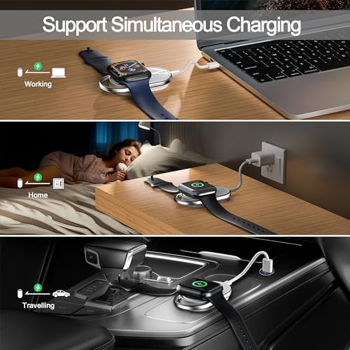 Effortless Power on the Go: Yo Few Wireless Magnetic Portable Charger for Apple Watch – 1200 m Ah Travel Keychain Power Bank Compatible with Series 9/8/7/6/5/4/3/2/SE/Ultra – Fast Charging Convenience in Compact Design