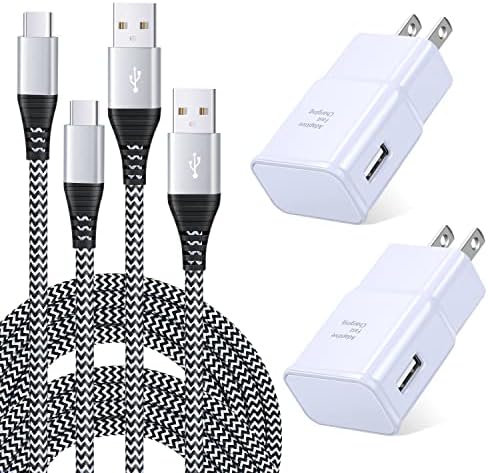 Qihop Adaptive Fast Charging USB Wall Charger Kit – 2-Pack with 6 ft USB Type C Cable for Samsung Galaxy Devices – Rapid Charging Solution for Galaxy S21/S20/S10+/S10 e/S9/S8 Plus, Note 10+/20, A14/A53/A71 – Enhanced Speed & Compatibility for Busy Lifestyles