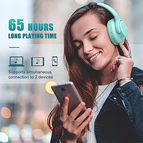 KVIDIO Over-Ear Bluetooth Headphones: 65-Hour Battery Life, Immersive Deep Bass Sound, and Ultra-Low Latency for Effortless Mobility and Enhanced Work Efficiency with Integrated Microphone for Flawless Calls and Voice Control