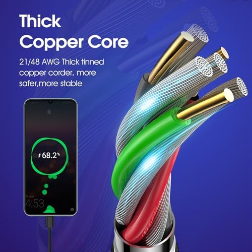 Cyven Premium 3 ft USB Type C Cable Duo Pack – Fast Charge & Data Transfer Cord, Durable TPE Construction, Compatible with Samsung Galaxy A Series, LG V Series, and More – Stylish Pink Design for Enhanced Performance and Versatility