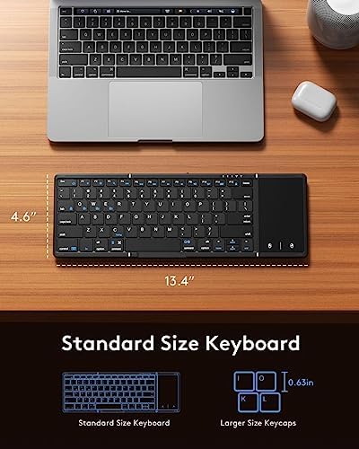 Samsers Portable Foldable Bluetooth Keyboard with Touchpad – Multi-Device Wireless Travel Companion for i OS, Android, Windows & Mac OS – Effortless Workflow with Bluetooth 5.1 and Long Battery Life – Perfect for On-the-Go Professionals