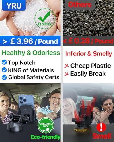 YRU 2025 Upgraded 360° Rotatable Car Phone Holder – Secure Suction Dashboard & Windshield Mount with Flexible Bendable Arm for i Phone 16 Pro Max & 15 – Enhance Driving Safety & Accessibility with Sturdy Design for Uninterrupted Use