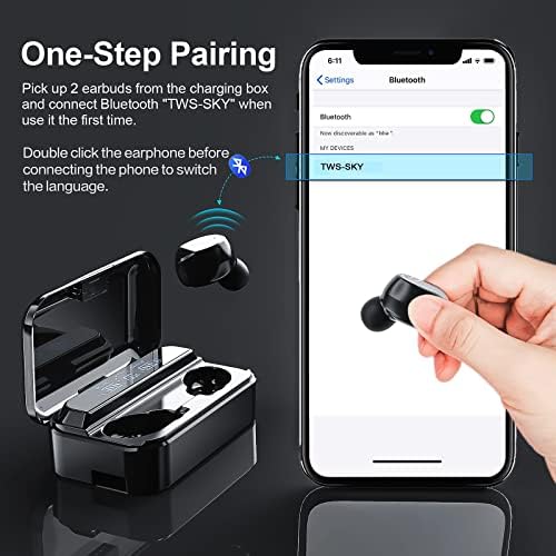 Premium Yardstick Bluetooth 5.2 Wireless Earbuds with 1200 m Ah Charging Case – 60 Hours Playtime, IPX5 Waterproof, Built-in Microphone, Ideal for Active Lifestyles & Cell Phone Charging Function – Perfect for i OS/Android Users