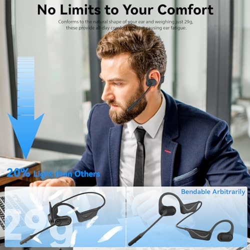 Experience Unmatched Audio Freedom with MONODEAL Open Ear Bluetooth Headphones – Ultra-Lightweight Wireless Earphones Featuring Advanced Bluetooth 5.4, Noise-Canceling Microphone, and Ergonomic Comfort for Workouts and Daily Life. Stay connected and aware of your surroundings with our innovative open ear design, perfect for busy environments like offices, outdoor activities, or while driving. Enjoy rapid device connectivity with cutting-edge Bluetooth 5.4 technology, ensuring seamless audio experiences. The integrated noise-canceling microphone guarantees crystal-clear phone calls, while the handy mute button adds a layer of privacy for your conversations. Designed for all-day comfort, these durable headphones redefine your audio interactions, balancing style and functionality. Elevate your listening journey and embrace the flexibility of wireless sound with MONODEAL – the essential audio accessory for every lifestyle and occasion. Perfect for those prioritizing both performance and awareness, these headphones are your go-to choice for an enhanced auditory experience.