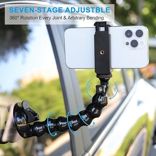 Ultimate 360-Degree Rotating Flexible Suction Cup Car Phone Holder for 4.0-7.0 Inch Devices and Action Cameras – Enhanced Stability and Versatile Positioning for Safe Navigation and Capturing Moments on the Go