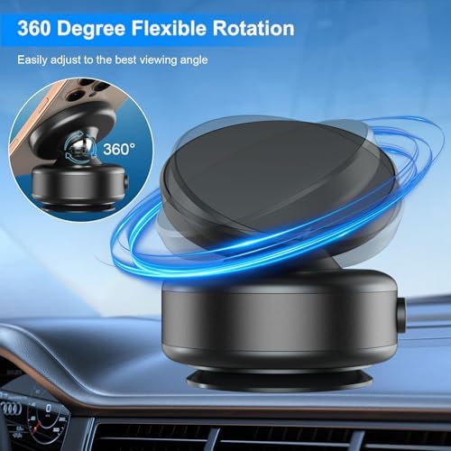 Revolutionary 360-Degree Rotatable Magnetic Car Phone Holder – Electric Vacuum Suction Mount for Flat Surfaces, Perfectly Compatible with Mag Safe i Phones, Sleek Silver Design for Ultimate Convenience and Safety on the Road