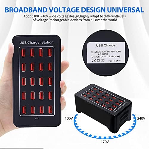 Ultimate 24-Port USB Charging Station Block: 100 W Smart Fast Charger for Multi-Device Powering – Versatile USB A & C Compatibility for i Phone, i Pad, Samsung, and Laptops – Efficient Desktop Solution for Shared Spaces and Home Use