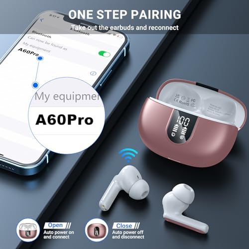 Elevate Your Audio Experience with Aoslen Wireless Earbuds – 2024 Hi-Fi Stereo Headphones Featuring 4 ENC Noise-Canceling Microphones, 42-Hour Playtime & Bluetooth 5.3 Connectivity – Perfect for Android & i OS Users, Sleek Design with LED Power Display for Ultimate Convenience