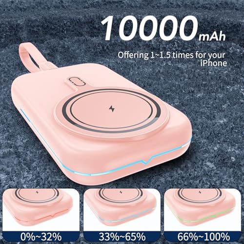 HUOTO 10000 m Ah Magnetic Power Bank – Ultimate Fast Charging Solution for i Phone 12-16 Pro Max | Wireless Battery Pack for Hassle-Free Travel & Everyday Use | Sleek, Compact Design with Enhanced Mag Safe Compatibility