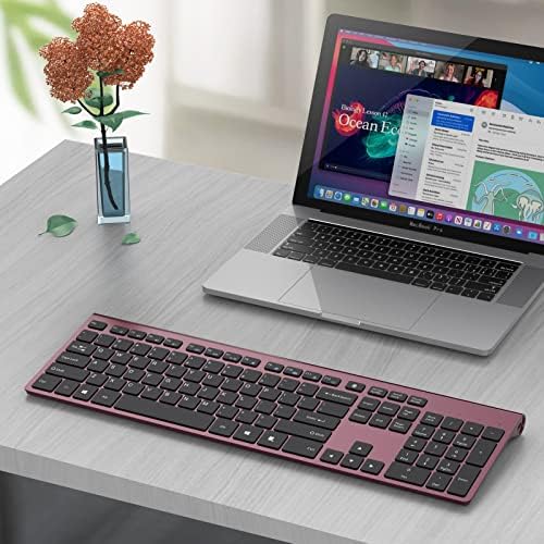 JOYACCESS Rechargeable Silent Wireless Keyboard – Sleek Silver-White Design for Mac, PC & Laptop | Versatile 2.4 G USB Connectivity | Water-Resistant, Noise-Free Typing for Enhanced Focus & Productivity | Compatible with Windows, i OS & Android Devices | Lightweight & Slim for On-the-Go Professionals