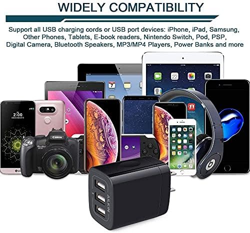 High-Speed 3-Pack Multi-Port Wall Charger – 3.1 A USB Adapter for i Phone 15/14/13/12/11 Pro Max, Samsung Note 20/S22/S21/S20, Kindle Fire – Fast, Safe, and Universal Charging Solution for All USB Devices