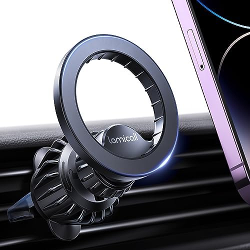 Lamicall Mag Safe Car Phone Mount – Ultra-Stable Magnetic Air Vent Holder with 20 Super Magnets for i Phone 16, 15, 14, 13 Pro Plus Max – Secure Hands-Free Navigation & Optimal Viewing Angles – Effortless Installation for Safe Driving
