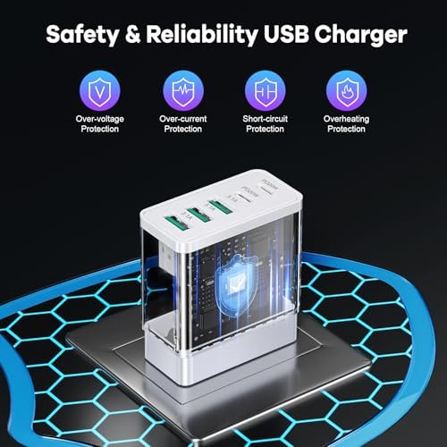 Ultra-Fast 4-Port USB Wall Charger – Multi-Device Power Adapter with Quick Charge 3.0 Technology for i Phone 16 Series, Samsung Galaxy S25/S24, Google Pixel 7 – Compact, Efficient & Safe Charging Solution for Home and Travel