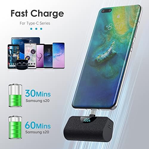 Dual Pack Mini Portable USB-C Power Bank 5200 m Ah – Fast Charging Battery Backup with LCD Display for i Phone 16 Series, Samsung, and Android Devices – Ultimate On-the-Go Power Solution