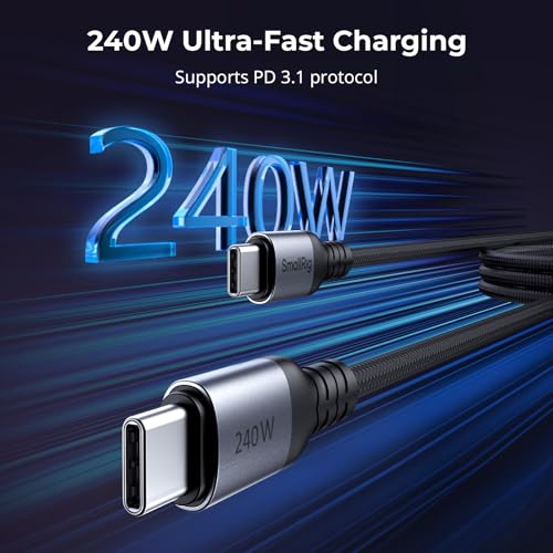 SMALLRIG 240W USB C to USB C Cable (3.28ft), PD 3.1 240W Fast Charging Cable Cord GaN Charger 4747/4751, V Mount Battery, for iPhone 16, for Samsung S23, for MacBook Pro – 4908 – Enhanced Compatibility and Speed