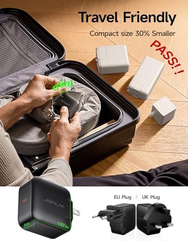 JSAUX 65 W USB C Fast Charger: High-Power Charging Adapter for Nintendo Switch 2, ROG Ally & Steam Deck – Includes 6.6 FT USB C Cable – Versatile EU & UK Travel Charger for Samsung Galaxy & Pixel Devices – Ultimate Fast Charging Solution for Gamers and Professionals