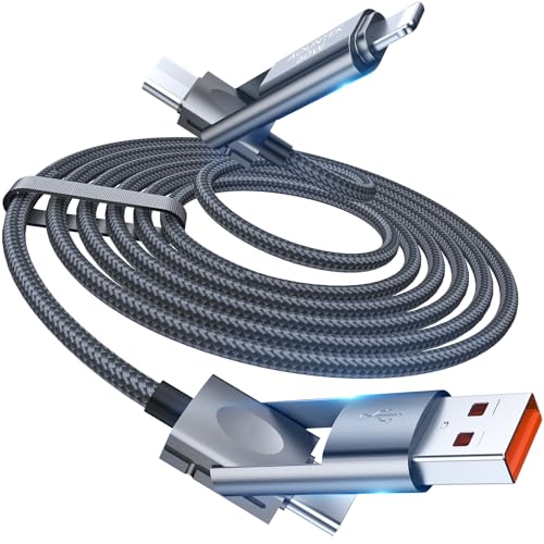Revolutionary 4-in-1 Charging Cable: 3.3 ft USB-A & USB-C Multi Charger for i Phone 16/15/14/13, Mac Book, i Pad, Google Pixel, Samsung Galaxy – 60 W Fast Charging & Enhanced Compatibility for Ultimate Tech Efficiency