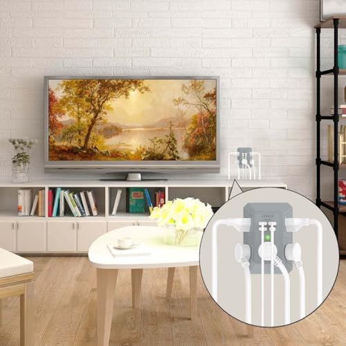 QINLIANF 5-Outlet USB Wall Charger with Surge Protection – 4 USB Ports (4.8 A Total) Power Strip Extender, 3-Sided Design for Easy Access, 1680 J Surge Defense, Compact Multi-Plug Adapter for Home, Travel, and Office Use – Elevate Your Charging Experience with Versatile Compatibility and Safety