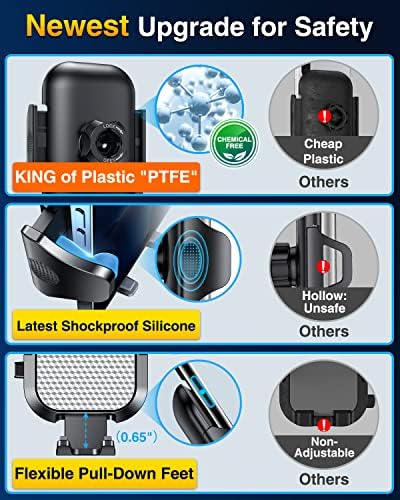 VANMASS Ace Car Phone Holder Mount – Upgraded Military Steel Hook & Super Suction Cup for Ultimate Hands-Free Navigation – Compatible with i Phone 14, 13, 12 Pro Max & Samsung – Versatile Dashboard, Windshield & Air Vent Stand for Enhanced Driving Safety