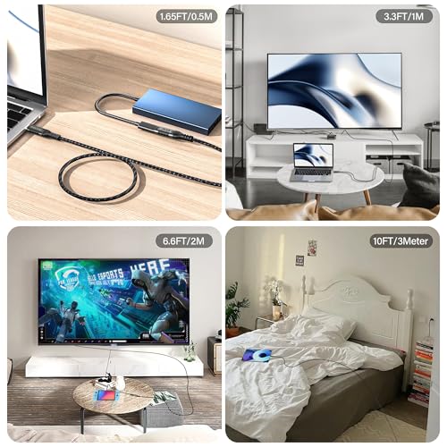 USB-C Extension Cable 6.6ft, 20Gbps Data Transfer, 4K@60Hz, 240W Charging, Male to Female Compatible with Cell Phone Cord Extension – Enhanced Compatibility and Speed