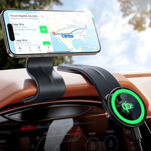 Maximize Your Driving Efficiency with the Magsafe Car Mount Charger – Ultimate 15 W Fast Wireless Charging for i Phone 16 Series and Compatible Models – Innovative Magnetic Holder with Velcro Memory Metal for Superior Stability and Secure Grip – Experience Hassle-Free Hands-Free Navigation and Reliable Device Support on Every Journey