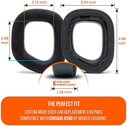 Ultimate Comfort Cooling Gel Earpads for Corsair HS80 Headsets – Wicked Cushions 90’s Black Replacement Ear Cushions for Enhanced Sound Isolation and Long-Lasting Gaming Performance – Perfect for Extended Play and Immersive Audio Experience