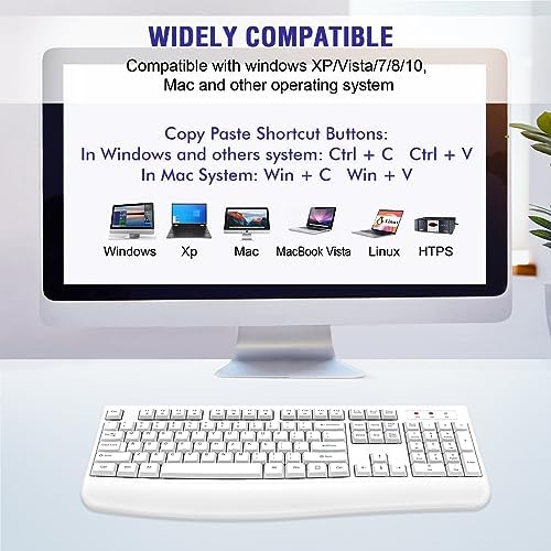 Ergonomic Wireless Keyboard for Ultimate Comfort – 2.4 GHz Full-Sized Design with Cushioned Wrist Rest for Windows & Mac Compatibility – Enhance Your Productivity at Home or Office