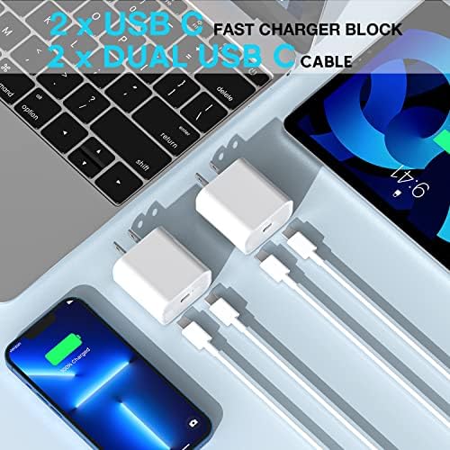 10-Foot Ultra-Fast i Phone Charging Cable 3-Pack with USB-C PD Wall Charger – Exceptional Compatibility for i Phone 14/13/12/11 Pro Max/XS Series – Durable Lightning Cable Solution for On-the-Go Charging Convenience and Rapid Power Delivery