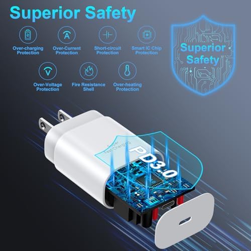 30 W USB-C Fast Charging Wall Charger with 10 FT Type C Cable – Ultimate Power Solution for i Phone 16 Pro Max, i Pad Pro/Air, Galaxy S25/S24 – Superior Speed, Versatile Compatibility & Long-Lasting Durability for All Your Charging Needs