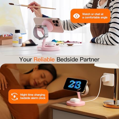 2025 US Edition 3-in-1 Wireless Charging Station for Apple: High-Speed 15 W Mag-Safe Charger Dock for i Phone 16/15/14/13/12, Air Pods, and Apple Watch – Superior Compatibility and Fast Charging Solution