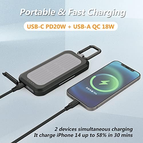XWIN 10000 m Ah Outdoor Waterproof Power Bank: Ultra-Rugged Fast Charger with USB C PD 20 W, IP67 Dustproof Design & Built-in Flashlight for Camping and Hiking, Compatible with i Phone, i Pad, Samsung Galaxy, Android Devices – The Ultimate Portable Power Solution for Adventurers and Everyday Users