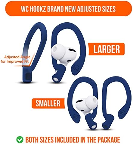 Patented WC Hook Z – Upgraded Over-Ear Hooks for Air Pods Pro 1, 2 & Air Pods 1, 2, 3 | Secure Fit Earbud Accessories with Unique Left & Right Design | Two Size Pairs Included | Winter White | Premium Quality by Wicked Cushions for Maximum Comfort and Stability