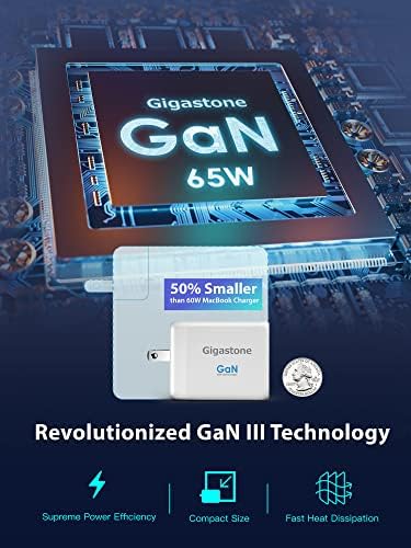 Gigastone 65 W Ga N USB-C Charger: High-Speed Travel Adapter with Intelligent Power Allocation for Mac Book, i Phone 16/15, Galaxy S24 & More – Compact, Foldable Design for Ultimate Portability & Multi-Device Charging Efficiency