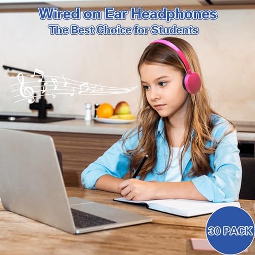 Colorful Classroom Headphones for Kids | Durable 6-Pack Wired Earbuds with Adjustable Fit | Engaging Audio Experience for Enhanced Focus | Compatible with Computers & Chromebooks | Perfect for Group Learning Activities and Young Learners